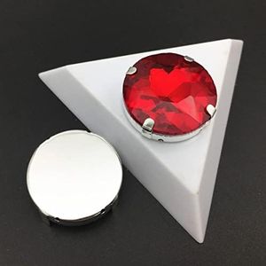 7st Sew On Glass Crystal Round Baoshihua Met Claw Strass Multi Colors 27mm Sew-on Stone Flat Top-siam rood, 16mm 10st, steen in zilveren klauw