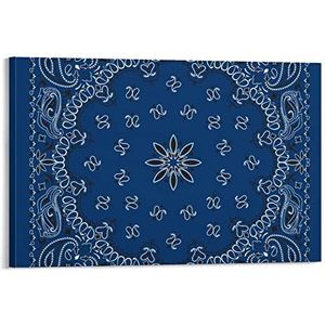 Blauwe paisley bandana creatieve poster canvas muurkunst opknoping foto grappige decoraties cadeau voor vaderdag Moederdag Kerstmis