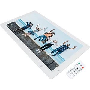 Digitale Fotolijst, 22 Inch IPS-scherm Digitale Fotolijst Wekker Plug and Play Achtergrondmuziek met Afstandsbediening voor Thuis (EU-stekker)