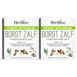 Herbion Naturals Chest Rub, natuurlijke kalmerende zalf, verstopping van de borst, vermindert spierpijn, volwassenen kinderen vanaf 2 jaar, 2 stuks