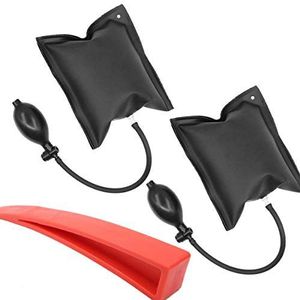 2 Pieces Black Inflatable Air Wedge Pump with 1 Pcs Red Wedge Pump Alignment Tool for Home Door Window Installation Auto Repair