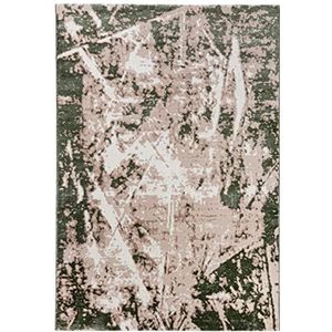 Carpeto Rugs Vloerkleed Abstract Vintage - Tapijt Kortstondig Pooltje - Tapijten Modern - Tapijt Woonkamer, Slaapkamer, Eetkamer - OEKO-TEX Carpet - Rug 80x150 cm - Groen Beige 2