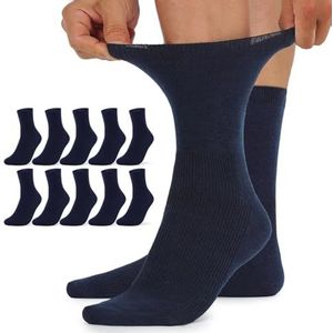 TUUHAW damessokken 39-42 zonder elastische tailleband, diabetessokken, diabetessokken dames, heren, 10 paar comfortkatoen, donkerblauw, herensokken, gezondheidssokken zonder tailleband