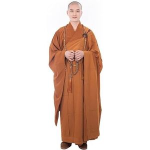 AGSTA Unisex boeddhistische monnik gewaad zen meditatie kostuum gewaden Shaolin tempel monnik kleding Kung Fu uniform pak Jia Sha (kleur: bruin, maat: 4XL)