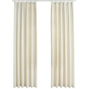 vidaXL Gordijnen verduisterend 2 st met haken 140x245 cm fluweel crème