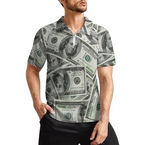 Dollars Bill Print Heren Golf Polo Shirts Klassieke Fit Korte Mouw T-Shirt Gedrukt Casual Sportkleding Top S