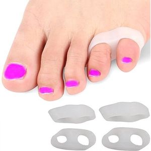 Teenbeschermers kleine teen 4 stuks - Tegen blaren en wrijving - kleine teen siliconen teenbeschermers voor hallux valgus overlappende tenen verlichting kleine teen druk en hamerteen voet pijn