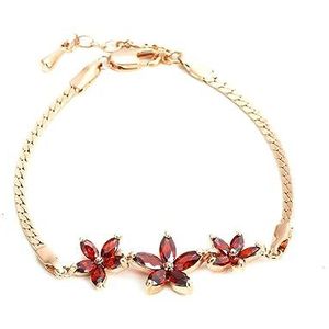 Armbanden Chique heldere bloem strass kettingarmbanden en armbanden roségoudkleurige sieraden compatibel met vrouwenkristal H019M Kleding, schoenen en sieraden (Color : Rose gold red 22)