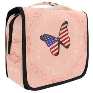 Hangende opvouwbare toilettas vlinder roze make-up reisorganizer tassen tas voor vrouwen meisjes badkamer