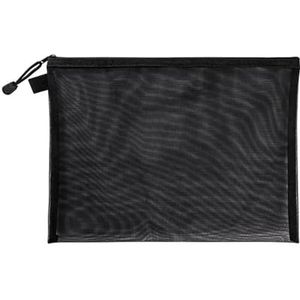 Mesh Rits File Bag Rits Nylon Mesh Rits Pouch Mesh Cosmetische Tassen Make-uptassen Potlood Case Reistassen voor Cosmetische School Kantoorbenodigdheden Mesh Rits Pouch (Kleur: Zwart, Maat: A4 (33,5 x