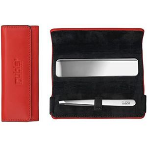 Rubis - Pincet - Rood - Wenkbrauwenpincet in Echt Leer Etui met Spiegel