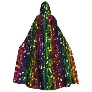 Womens Mens volledige lengte carnaval cape met capuchon cosplay kostuums mantel, 190 cm regenboog kleurrijk