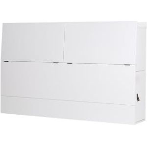 Memomad Hoofdbord voor bed Bali wit voor bedden tot 160 cm breed, functioneel hoofdeinde met veel opbergruimte, modern hoofdeinde van MDF, wit gelakt