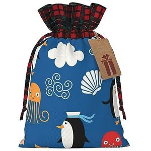 Pinguïn schildpad ""Vakantie Thema Gift Bags - Stijlvol, Uniek En Gepersonaliseerd"" Herbruikbare Trekkoord Gift Bags