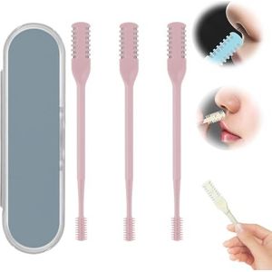 2-in-1 neushaartrimmer, neushaarverwijderingshulpmiddel, 2024 nieuwste dubbelzijdige neushaartrimmer, draagbare handmatige 360 ° roterende neushaartrimmer voor mannen en vrouwen (Roze,3pcs)