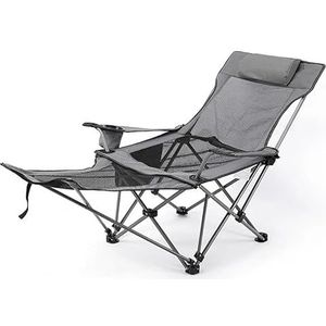 Outdoor klapstoel Camping strandstoel rugleuning met voetsteun Draagbare fauteuil Picknick Camping Vissen Vrije tijd stoel Outdoor fauteuil (Color : Grey)