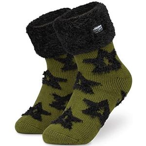 CityComfort - Warme Damessokken - Groen - Met ABS-noppen en Knuffelfleece
