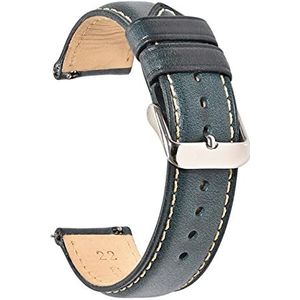 Olie gelooid leer 22mm 20mm 18mm horlogeband Quick release horlogeband band bruin compatibel met mannen vrouwen compatibel met fossiel (Color : Dark blue-S, Size : 22mm)