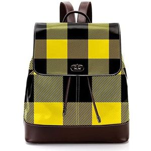 Geruite Schotse Patroon Geel Zwart Gepersonaliseerde Schooltassen Bookbags voor Tiener, Meerkleurig, 27x12.3x32cm, Rugzak Rugzakken