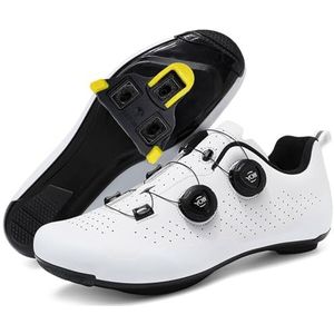 PENXZT Racefietsschoenen voor heren, ademend, compatibel met Peloton SPD ARC Look Delta-schoenplaatjes, fietsen, spinning, indoor sneakers, fietsschoen,Wit,36 EU