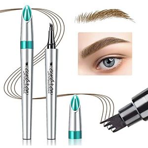 Eyebrow Potlood Eyebrow Tattoo Pen - Eye Makeup Wenkbrauw Inktpen Micro 4 Point Brow Pen Lift & Snatch Eyebrow Microblading Pen Langdurig Waterdicht Natuurlijk Wenkbrauw Haar Licht Bruin