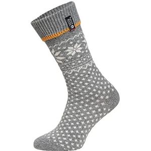 HomeOfSocks Lamswollen sokken met envelop Noorwegen - dames en heren knuffelsokken van wol - dikke sokken met 70% wolaandeel en Noorse vlag - duurzaam - Made in Portugal, grijs, 39-42 EU
