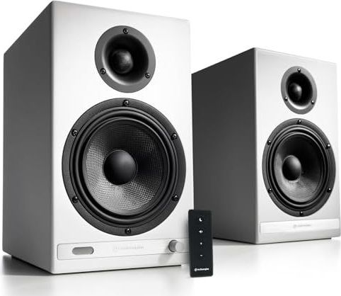 Audioengine HD6 Draadloze Luidsprekers met Bluetooth - 150W actieve boekenplankluidsprekers voor desktopmonitor en muzieksysteem voor thuis met aptX-HD Bluetooth (Wit, Paar)