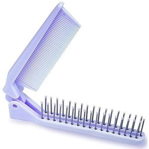 RHOS Merk haarkam, dubbele kop opvouwbare reishaarborstel - mini-zakformaat kam voor vrouwen en meisjes, ontwarrende haarkam voor portemonnee, tassen, alle haartypes (paars)
