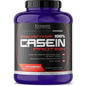 Ultimate Nutrition Prostar Micellar and Hydrolyzed Casein Protein Powder - Fat Free Overnight Muscle Growth and Recovery with BCAAs, 5 Pounds, Strawberry