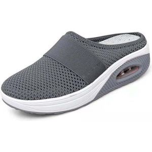 Luchtkussen instap-orthopedische diabetische wandelschoenen, ademend, lichtgewicht en comfortabel met steunzool, orthopedische schoenen for dames(Dark gray,35)