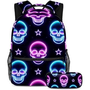 KengjuTesu 2-delige rugzakset jongens en meisjes, magische boeken met grote capaciteit, donkerblauwe schooltas met etui, perfecte dagrugzak voor studenten, tieners, reizen en wandelen, Multi kleuren