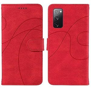 Telefoon Flip Case Cover, Compatibel met Samsung Galaxy S20 FE Kaartsleufhouder Afneembare polsband Flip-telefoonhoes Multifunctioneel hoesje Compatibel met Samsung Galaxy S20 FE (Color : Rosso)