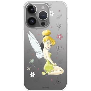 Hoesje compatibel met iPhone 15 Pro MAX officiële Disney Tinkerbell silhouet om je mobiele telefoon te beschermen. Transparant siliconen hoesje met officiële licentie Peter Pan