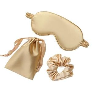 3 stuks set vrouwen geïmiteerd zijde slaap oogmasker oogpatches gezichtsmasker oogmasker oogschaduw blinddoek reizen rust oogbedekking nacht oogschaduw (goud)