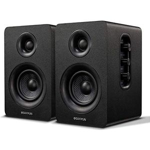 Sanyun SW208 3"" actieve bluetooth 5.0 plankluidspreker - 60W koolstofvezel luidsprekereenheid - ingebouwde 24-bits DAC - dynamisch 3D-surroundgeluid - 2.0 computer-pc-monitor (paar, zwart)