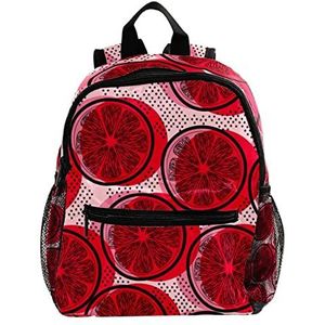 Leuke Mode Mini Rugzak Pack Bag Getrokken Citroen Art Rode Kleur Modern, Meerkleurig, 25.4x10x30 CM/10x4x12 in, Rugzak Rugzakken