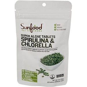 Sunfood, Spirulina & Chlorella, Super Algae tabletten, 250 mg, 225 Tablets