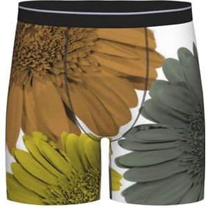 Boxer slips, heren onderbroek boxershorts, been boxer slips grappig nieuwigheid ondergoed, herfst moderne kleuren gerbera madeliefjes bloemen, zoals afgebeeld, XL
