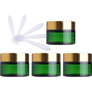 Cosmetische Potten - Groen - 50 ml - 4 Stuks - Met Gouden Deksel