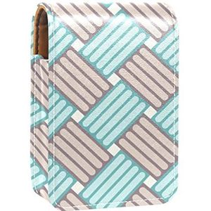 Draagbare Lipstick Case voor op reis, Mini Lipstick Opbergdoos met spiegel voor vrouwen dames, Lederen cosmetische Pouch cartoon stro mat textuur, Meerkleurig, 9.5x2x7 cm/3.7x0.8x2.7 in