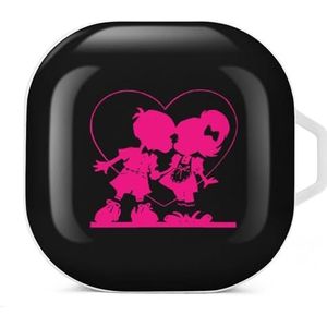 Love Heart Boy Kiss Girl Oortelefoon Hoesje Compatibel met Galaxy Buds/Buds Pro Schokbestendig Hoofdtelefoon Case Cover Wit-Stijl