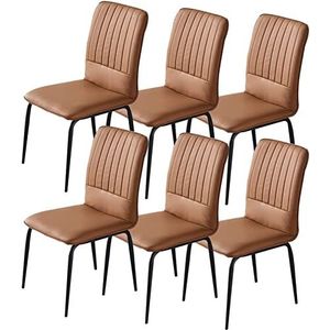 GEIRONV Eetkamerstoelen set van 6, moderne lederen hoge rugleuning gewatteerde zachte zitting met metalen stoelpoten for keuken thuis commerciële restaurants Eetstoelen ( Color : Orange , Size : 88*42