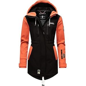 MARIKOO Dames winterjas winterjas mantel outdoor waterafstotend softshell B614, Zwart-koraal, XL