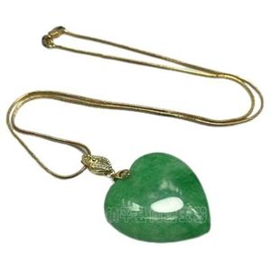 Jade Sieraden Hanger, Amulet Jade Kettingen, Natuurlijke groene jade hanger ketting met 925 sterling zilveren hart jade ketting dames hangers zilver 925 sieraden ketting (edelsteenkleur: goud)