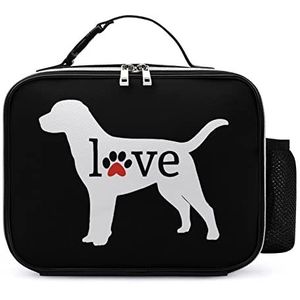 Labrador Love Dog Paw draagbare geïsoleerde lunchtassen doos draagtas volwassenen koeltas voor mannen en vrouwen werk picknick