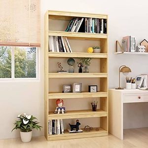 Rantry Boekenkast/ruimteverdeler, 100 x 30 x 200 cm, massief hout, grenenhout, boekenkast, boekenkast, verticaal, ruimtebesparend, boekenkast voor woonkamer, kantoor