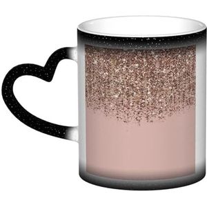 Taupe Blush Roze Rose Brons Goud Glitter Glam, Keramiek Mok Warmtegevoelige Kleur Veranderende Mok in The Sky Koffie Mokken Keramische Cup 330ml