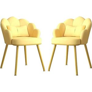 GEIRONV Eetkamerstoelen set van 2, modern met metalen stoelpoten slaapkamer trouwkamer balkon bank stoel kaptafel make-up stoel Eetstoelen (Color : Yellow, Size : 77 * 50 * 40cm)