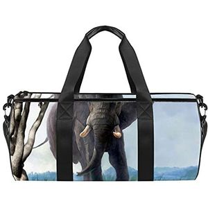 Reizen strandtassen, grote sport gym overnachting duffle art olifant natuur dieren print schoudertas met droge natte zak