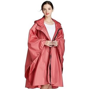 Poncho Regenjas Dames Reizen Outdoor Waterdichte Dunne Mantel Regenjas Jas Poncho Los Groot Formaat Regenkleding(Rot,XL)